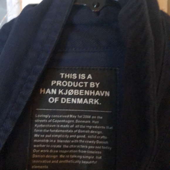 HAN KJOBENHAVN 8114 Military Button-Down Heavy Denim Shirt Men’s XL Navy Blue - Picture 5 of 12